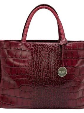 FURLA Bordeaux Leather Tote Bag